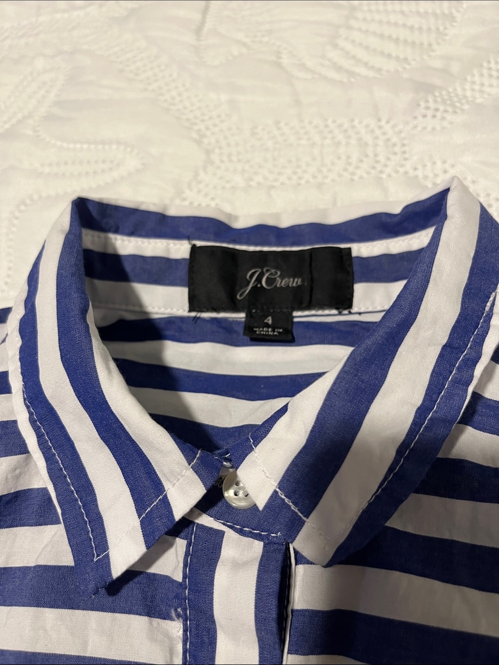 J. Crew Purple and White Striped Long-Sleeve Shirt Dress - Picture 14 of 16